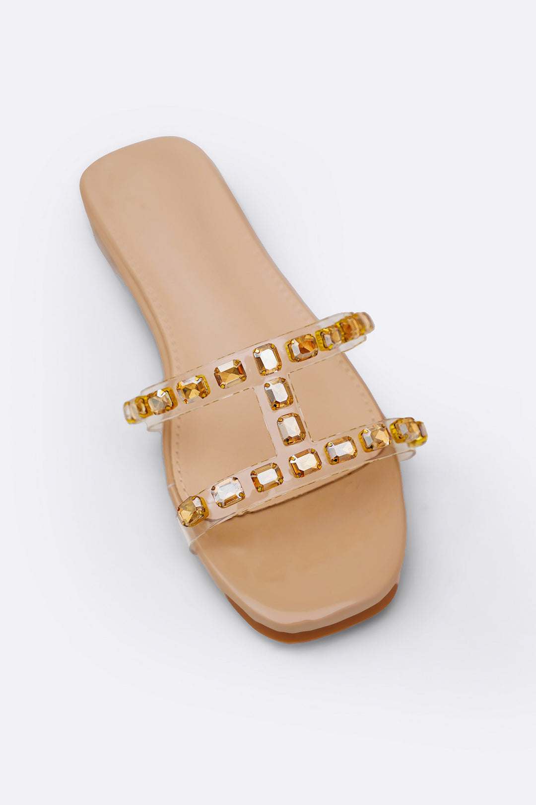 BEIGE SIA STUDDED SLIDES