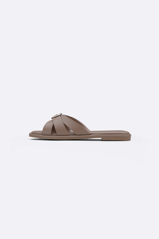 TAUPE JOVIE STUD SLIDES