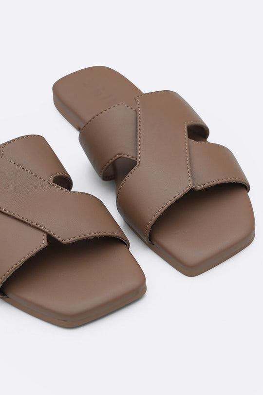 BEIGE YELITZA CROSS SLIDES