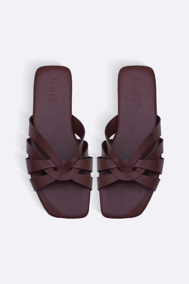 BROWN MOLDOVA STRAPPY SLIDES