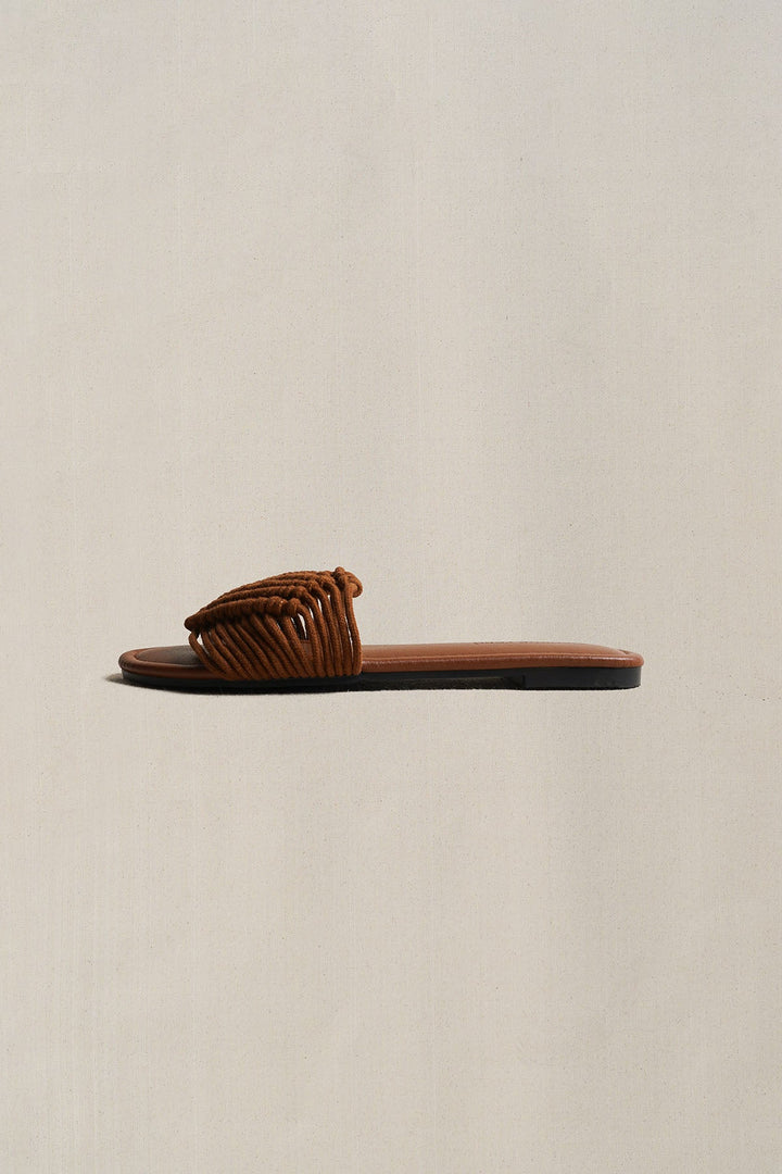 TAN SANTORINI WOVEN SLIDES