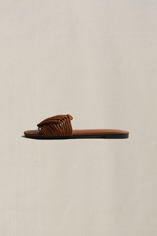 TAN SANTORINI WOVEN SLIDES