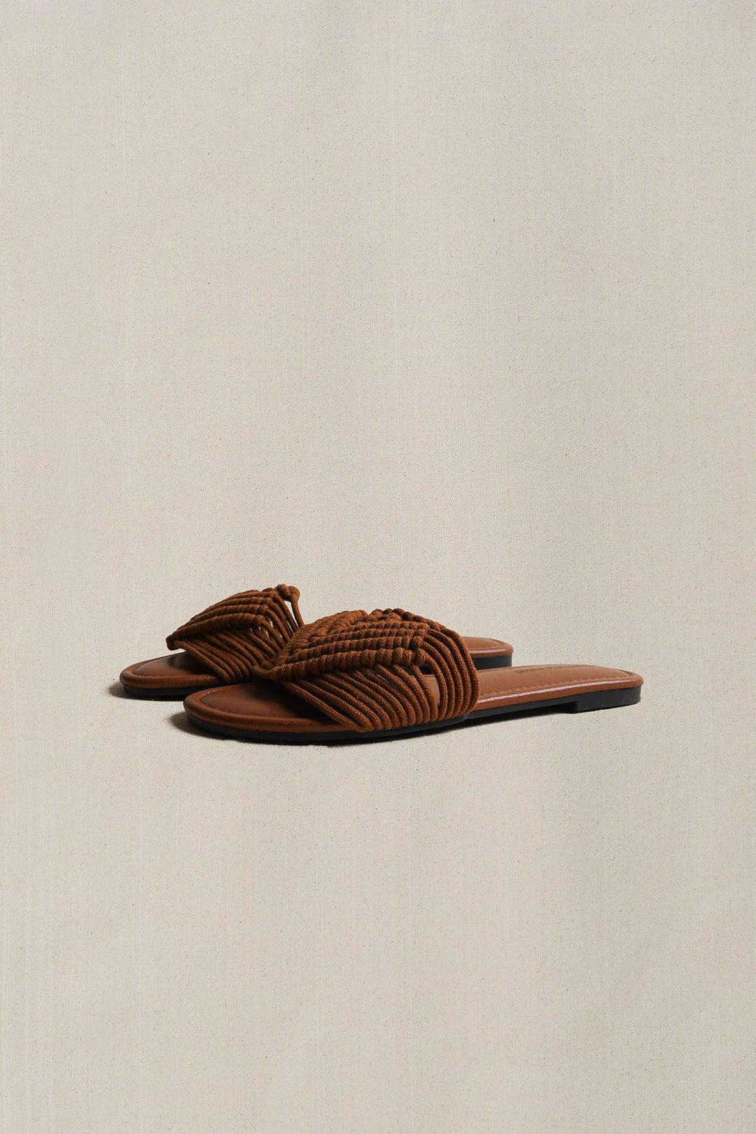 TAN SANTORINI WOVEN SLIDES