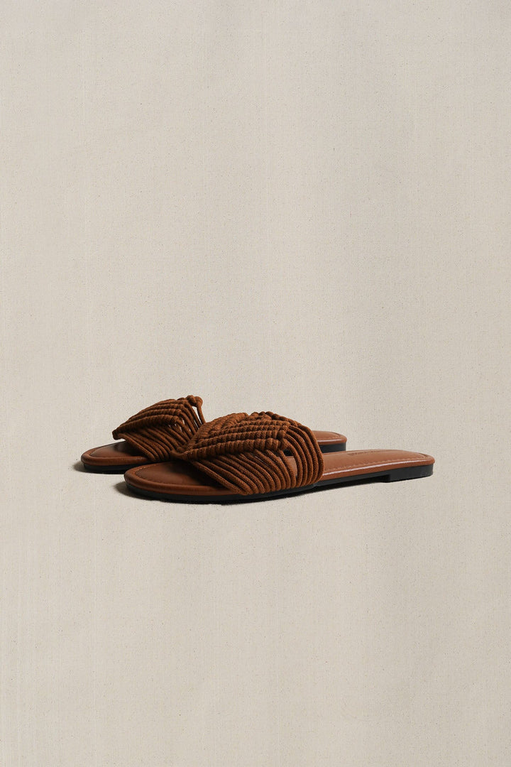 TAN SANTORINI WOVEN SLIDES