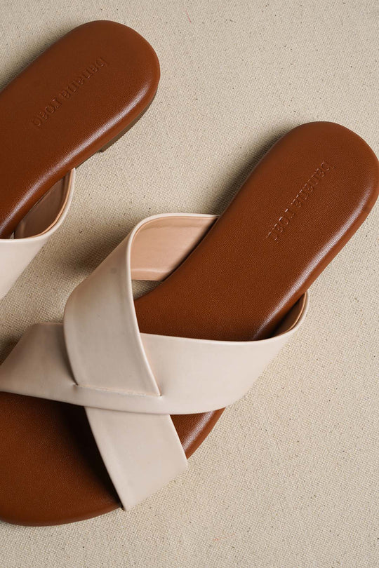 OFF WHITE CROSS STRAP SLIDES
