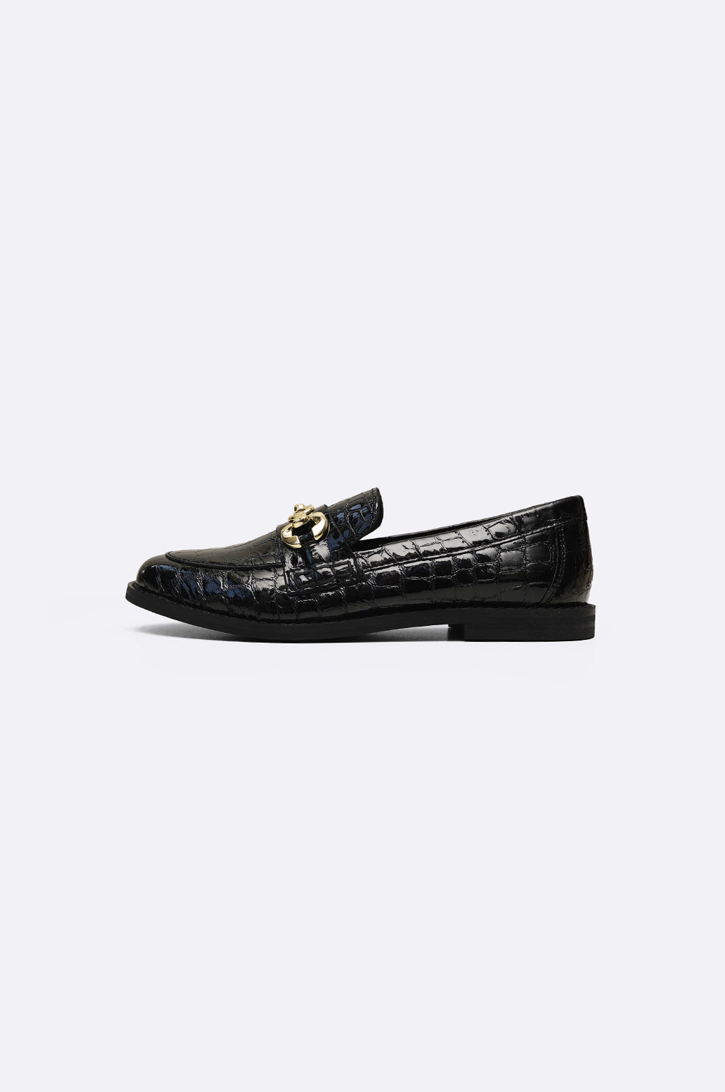 BLACK BUCKLED LEATHER LOAFERS