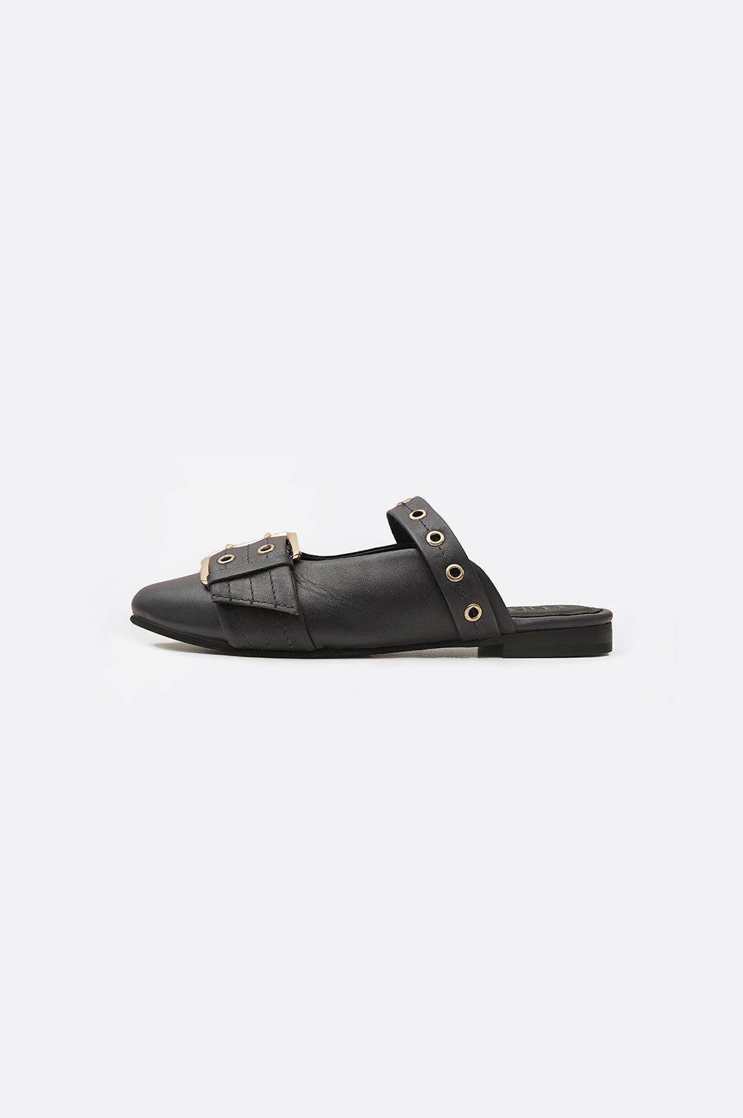 BLACK STATEMENT LEATHER MULES