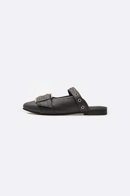 BLACK STATEMENT LEATHER MULES
