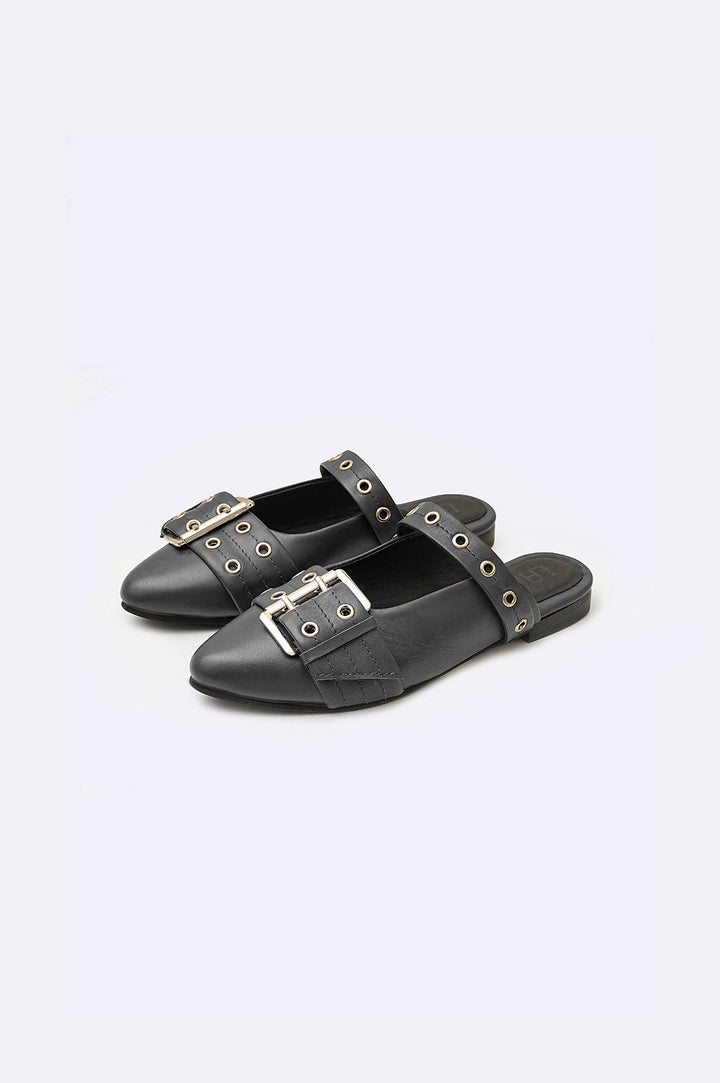 BLACK STATEMENT LEATHER MULES
