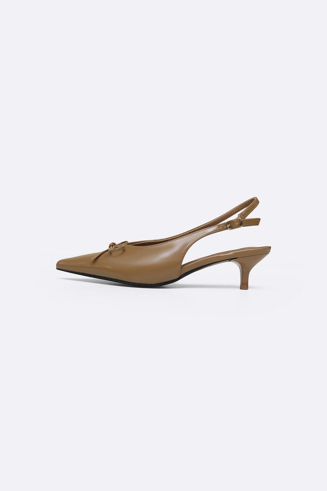 KHAKI BOW CHARM HEELS