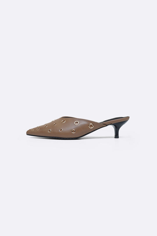 TAUPE REBEL RIVETS HEELS