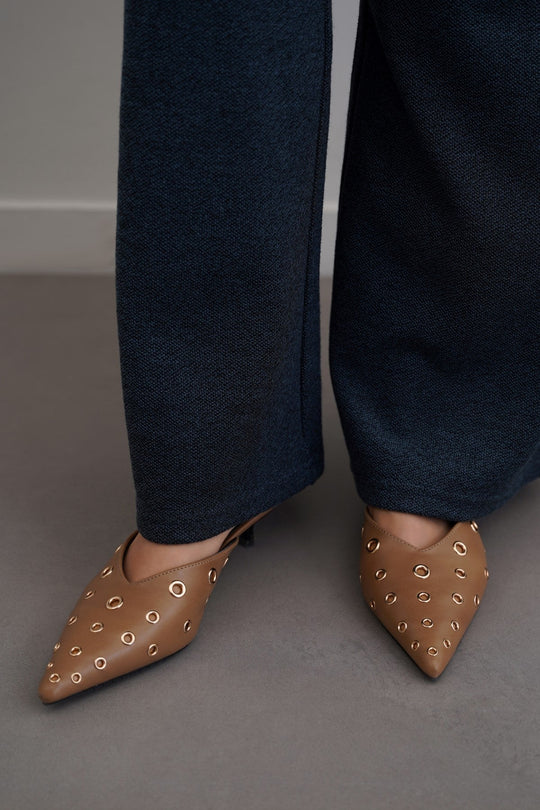 TAUPE REBEL RIVETS HEELS