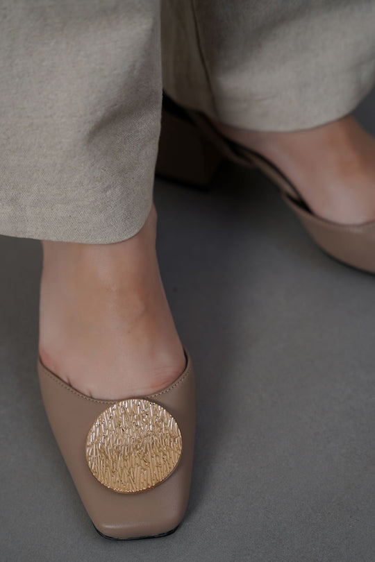 TAUPE SLINGBACK BLOCK HEELS