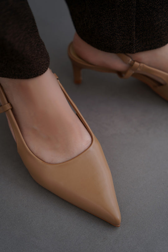 TAUPE NORA KITTY HEELS