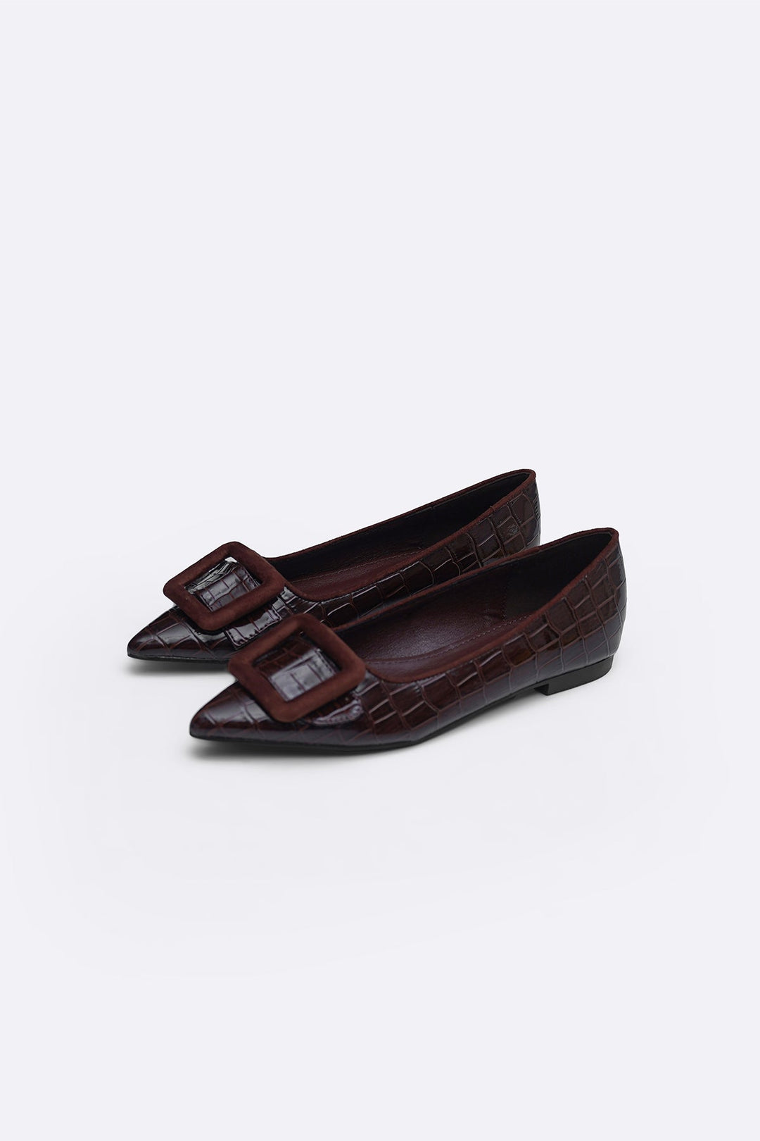 DARK BROWN SEINE BUCKLE PUMPS