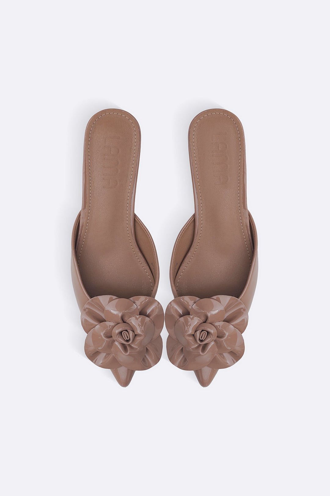TAUPE FLOWER MINI HEELS