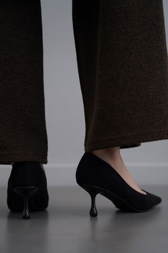 BLACK CONGO TEAR-DROP HEELS