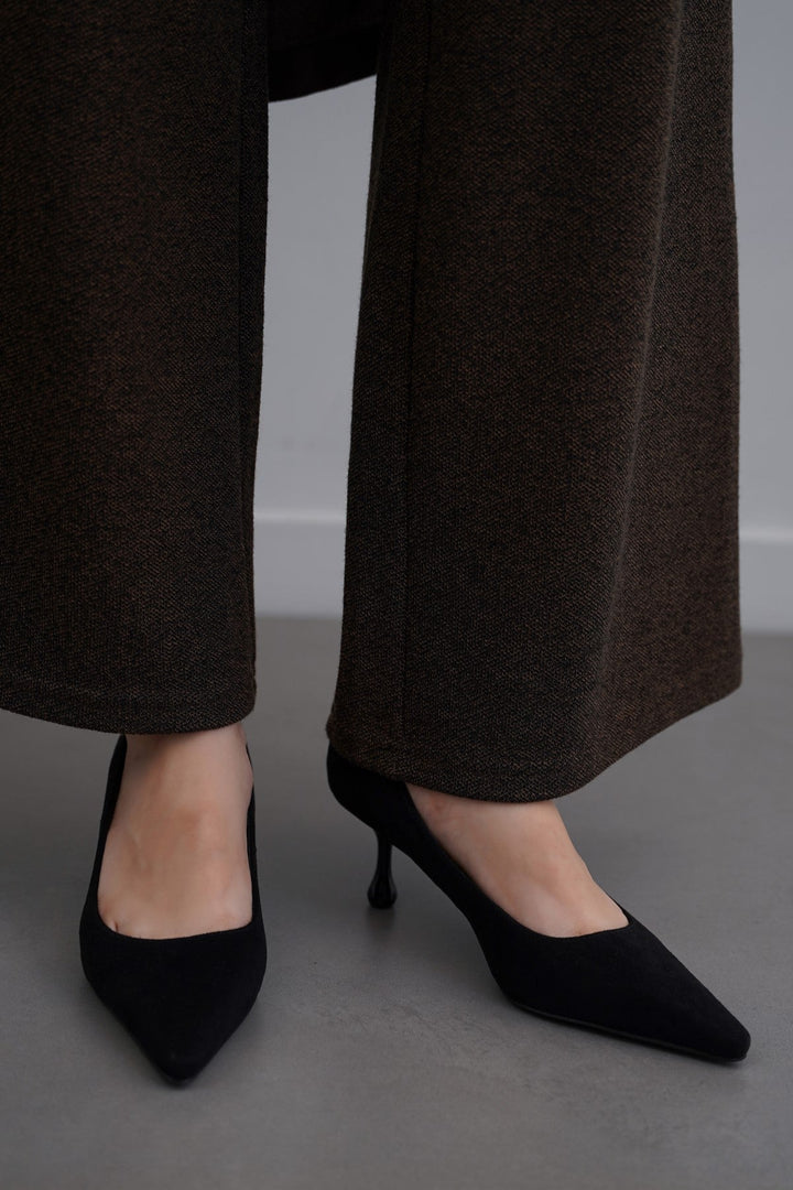 BLACK CONGO TEAR-DROP HEELS