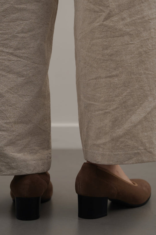 TAUPE LEATHER BLOCK HEELS