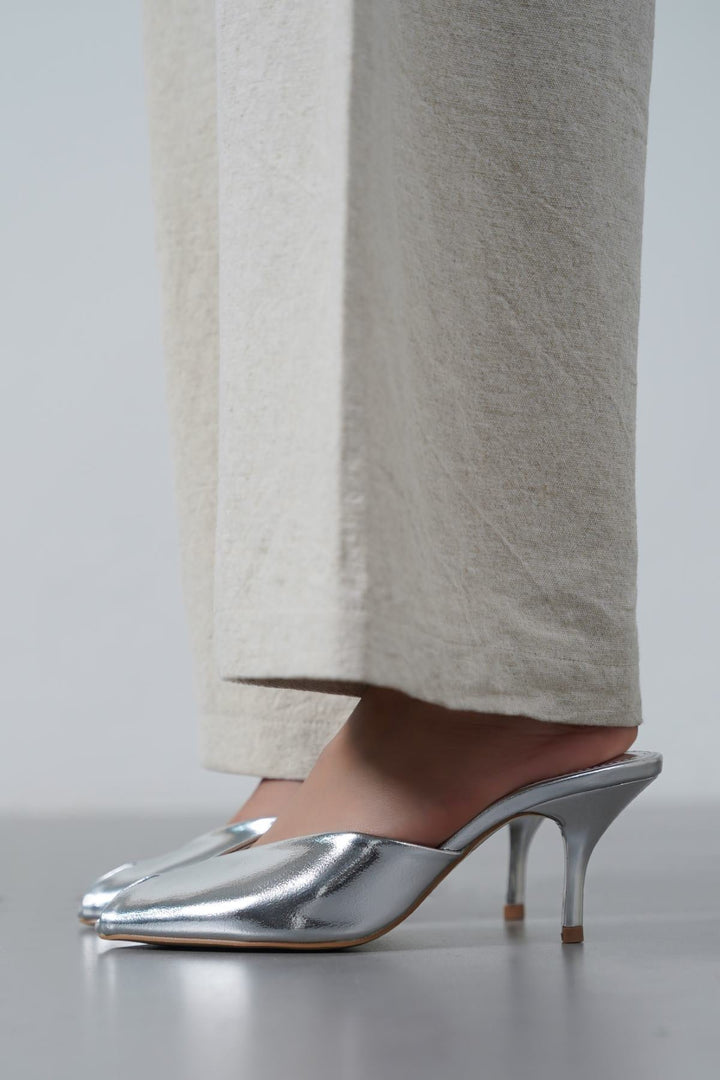 SILVER PARTY PEEP HEEL