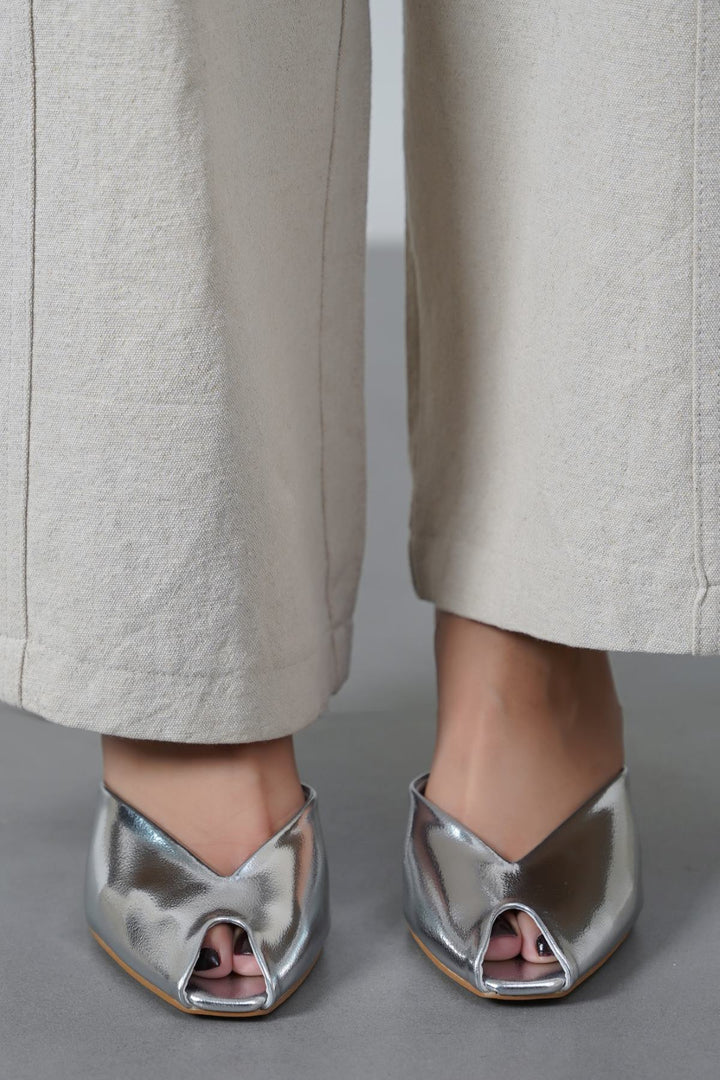 SILVER PARTY PEEP HEEL