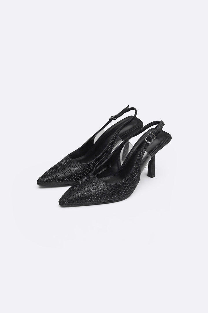 BLACK CRYSTAL SPRAY HEELS