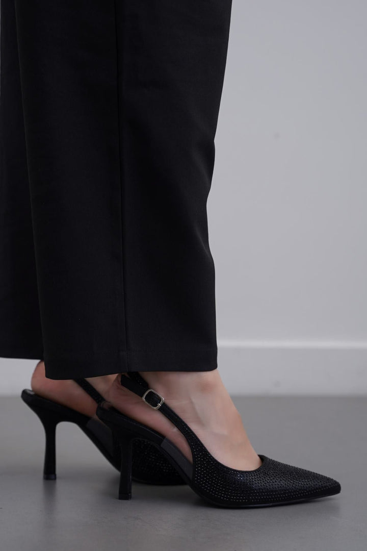 BLACK CRYSTAL SPRAY HEELS