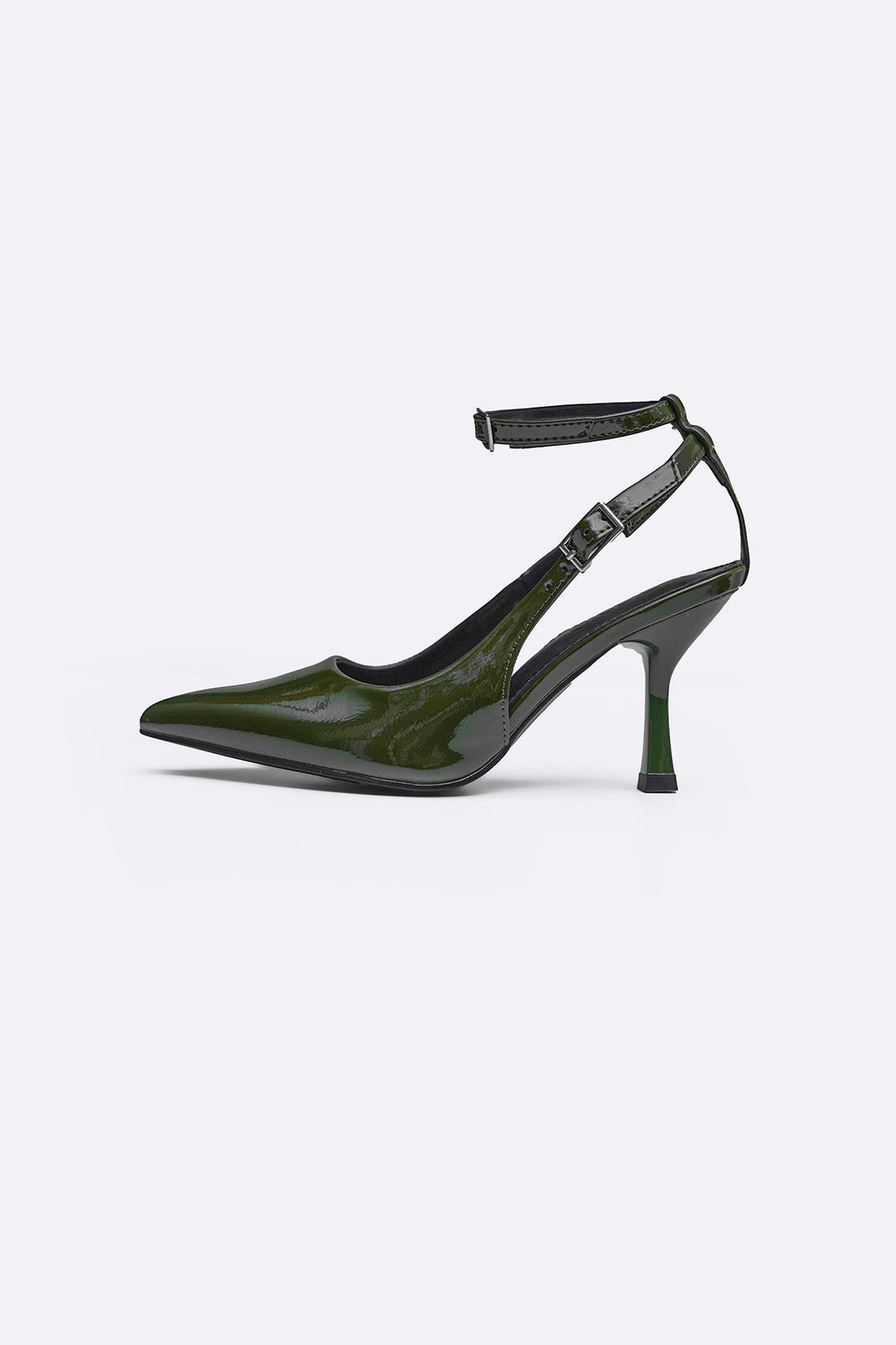 GREEN ANKLE-TIE STILETTO