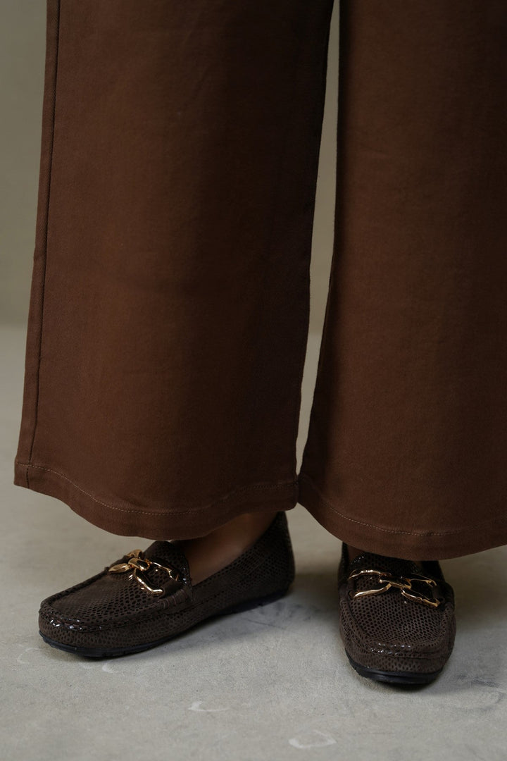 DARK BROWN METAL LEATHER LOAFERS