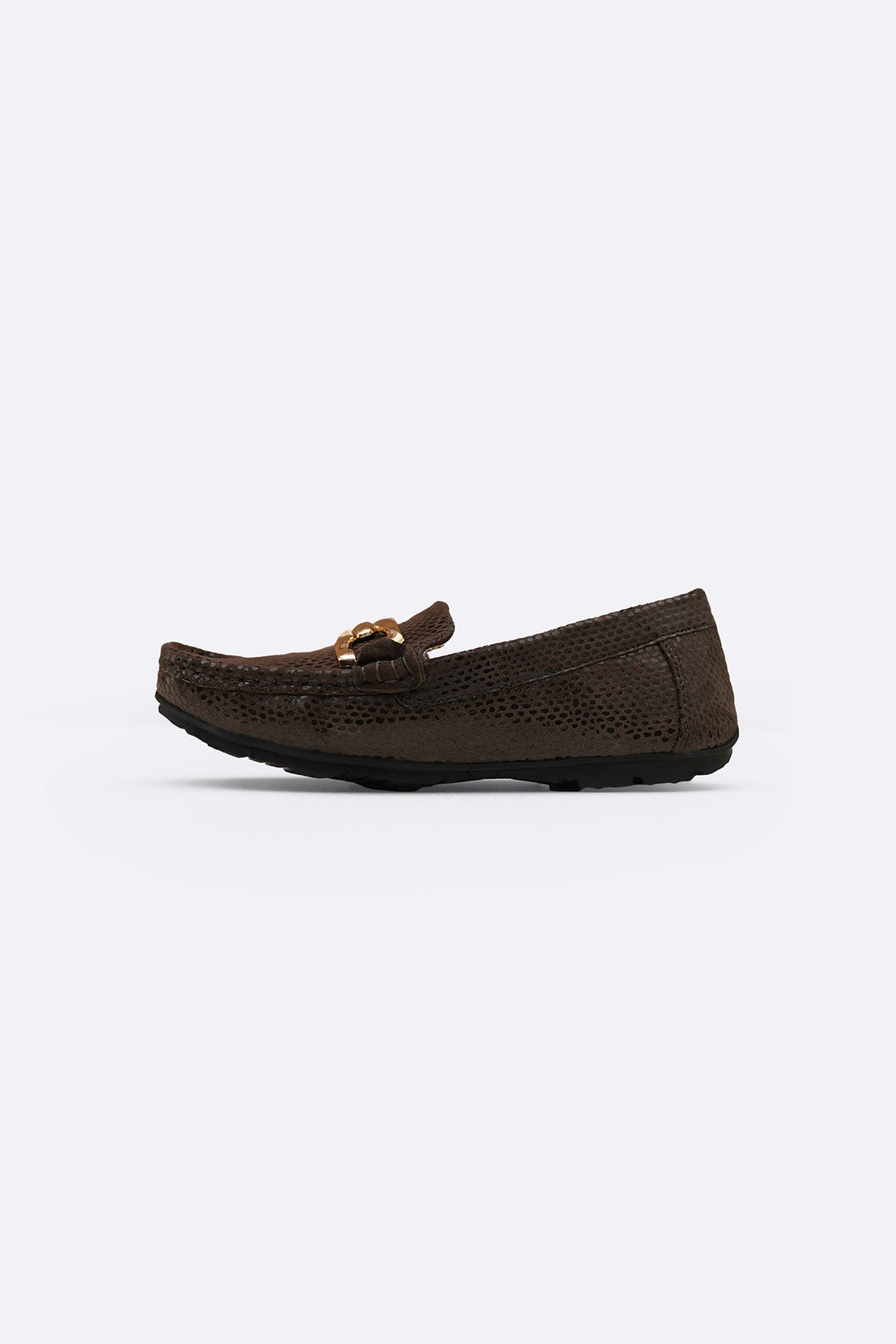 DARK BROWN METAL LEATHER LOAFERS