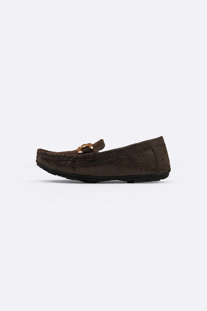 DARK BROWN METAL LEATHER LOAFERS