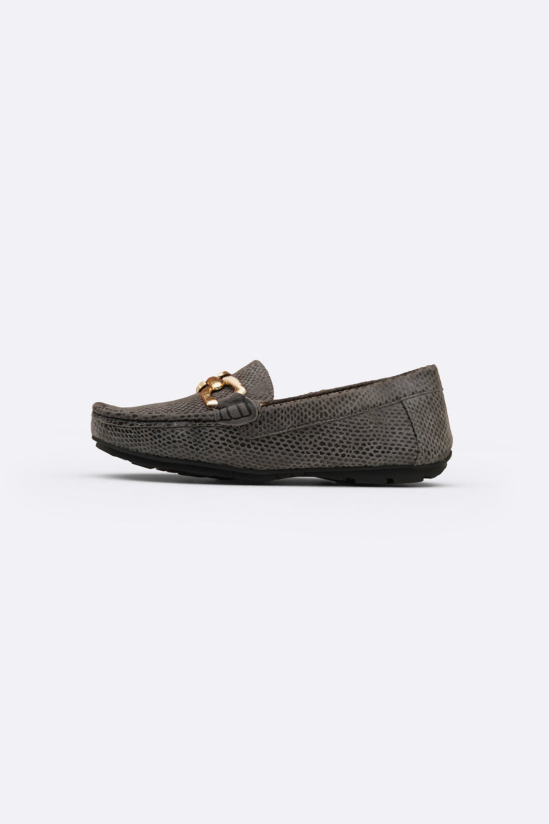 GREY METAL LEATHER LOAFERS