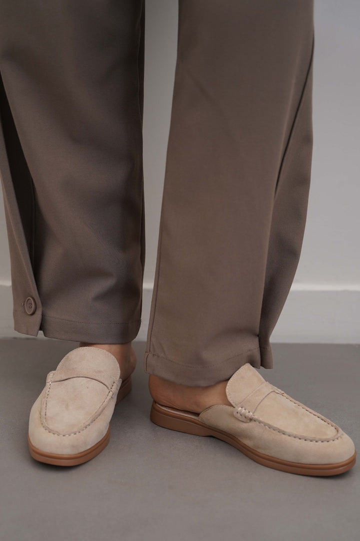 SAND SUEDE LEATHER MULES