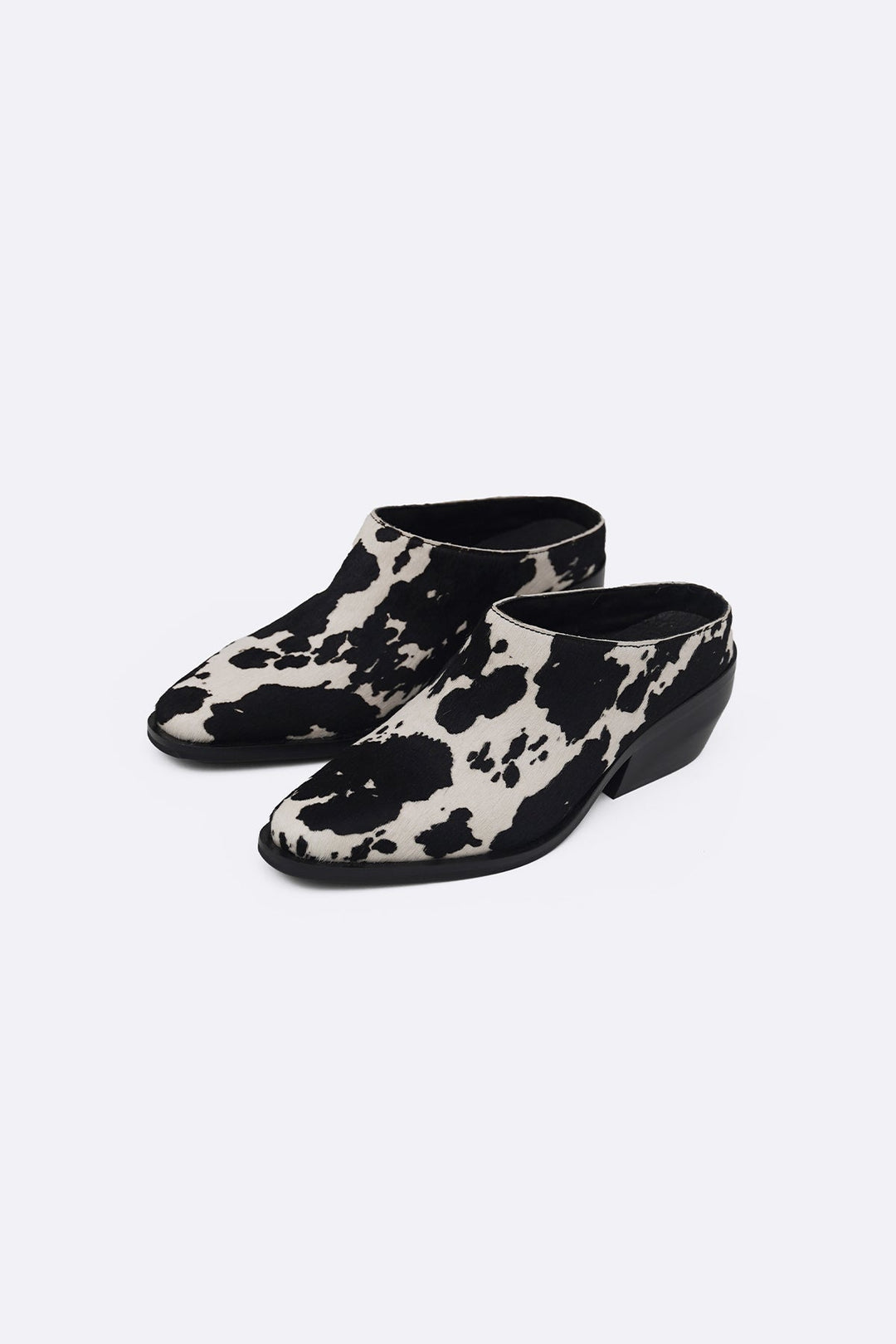 BLACK COW LEATHER BOOT MULES