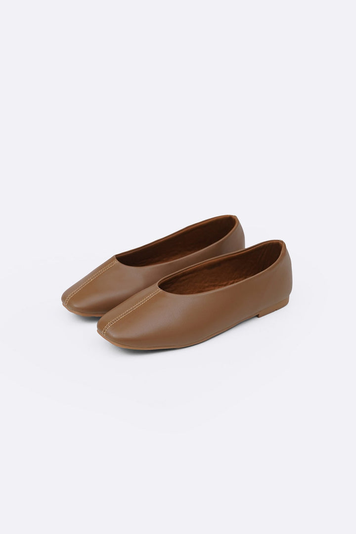 BROWN TOP-STITCH PUMPS