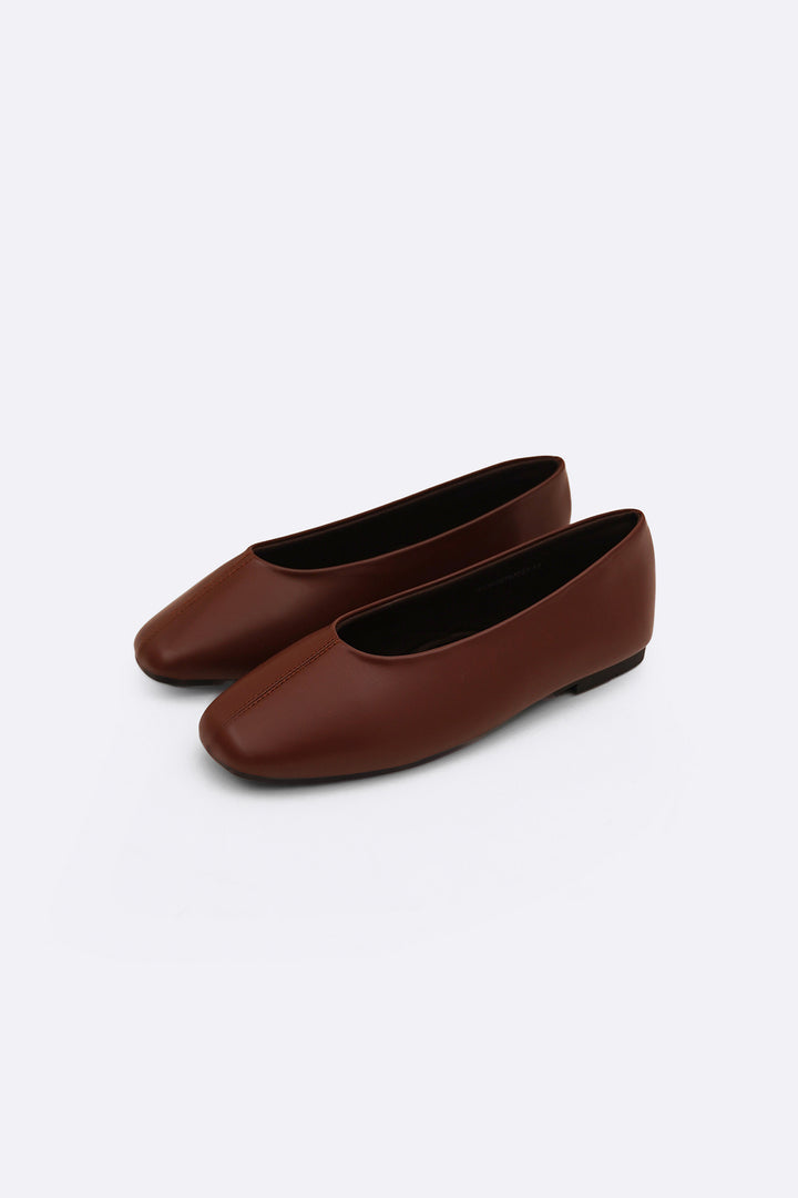 COFFEE TOP-STITCH PUMPS