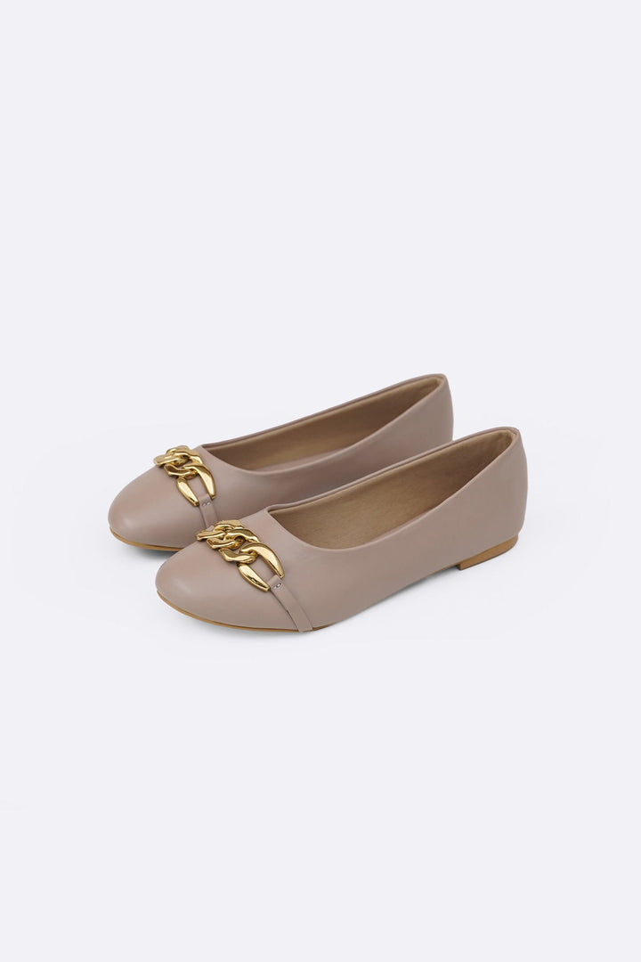 TAUPE CHAIN MAMA PUMPS