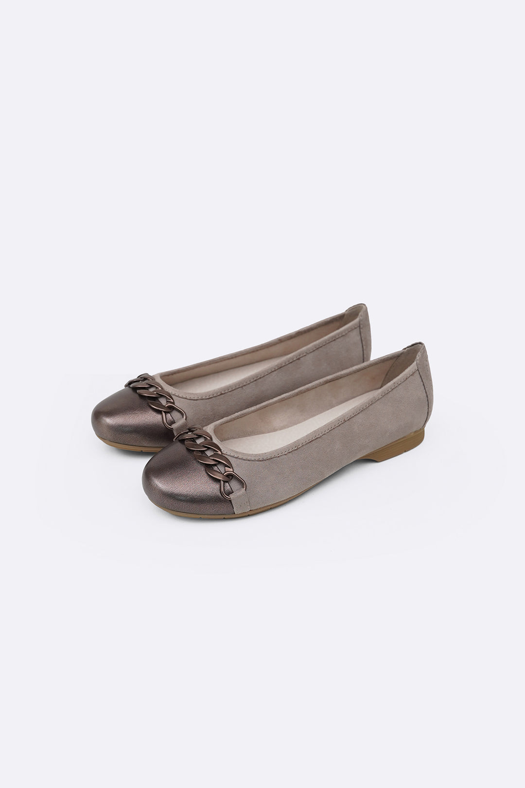 TAUPE TOE-CAP MAMA PUMPS
