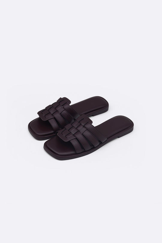DARK BROWN VENETO CAGED SLIDES