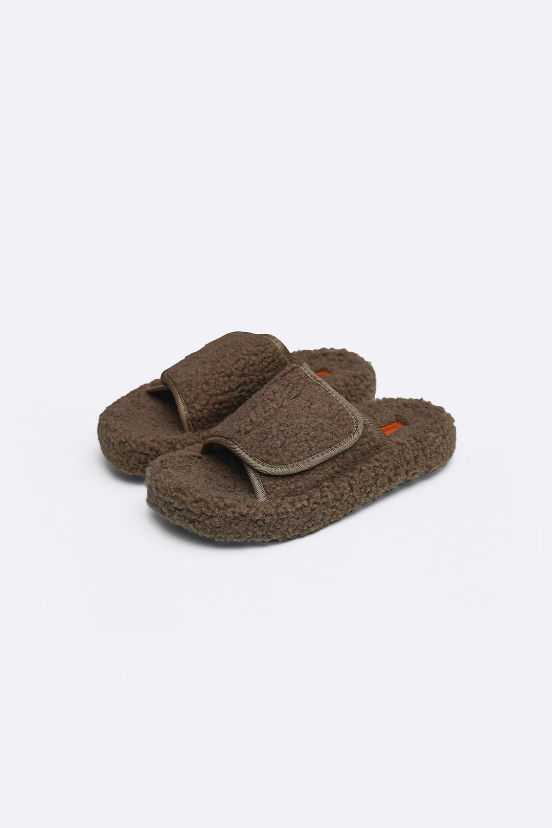 KHAKI TEDDY FUR SLIDES