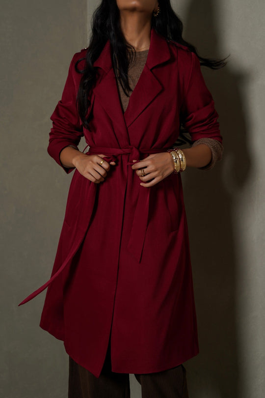 RED CLASSIC TRENCH COAT