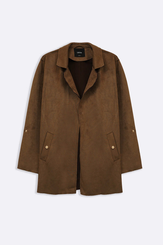 COFFEE SUEDE MID COAT