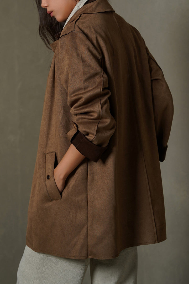 COFFEE SUEDE MID COAT