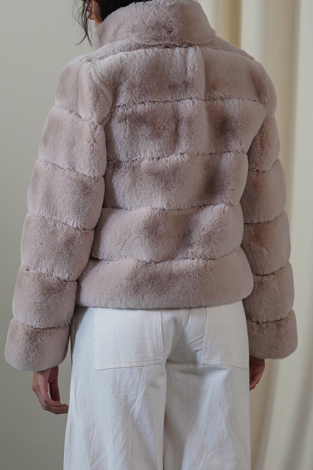 BEIGE PLUSH FUR JACKET