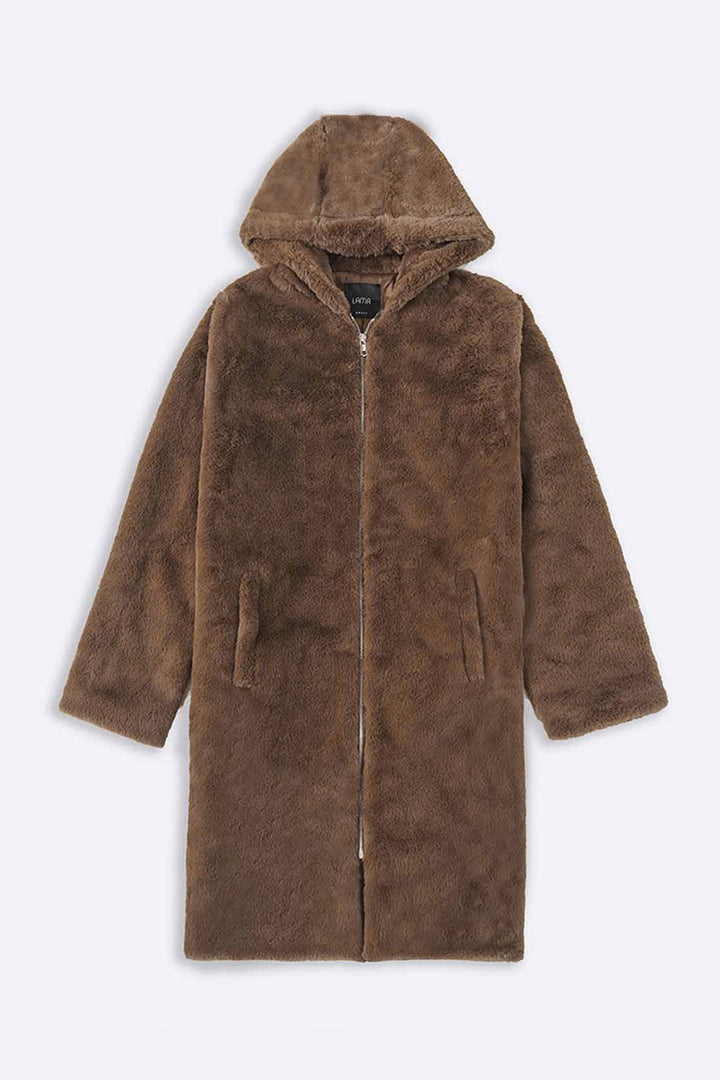 BROWN LONG FUR JACKET