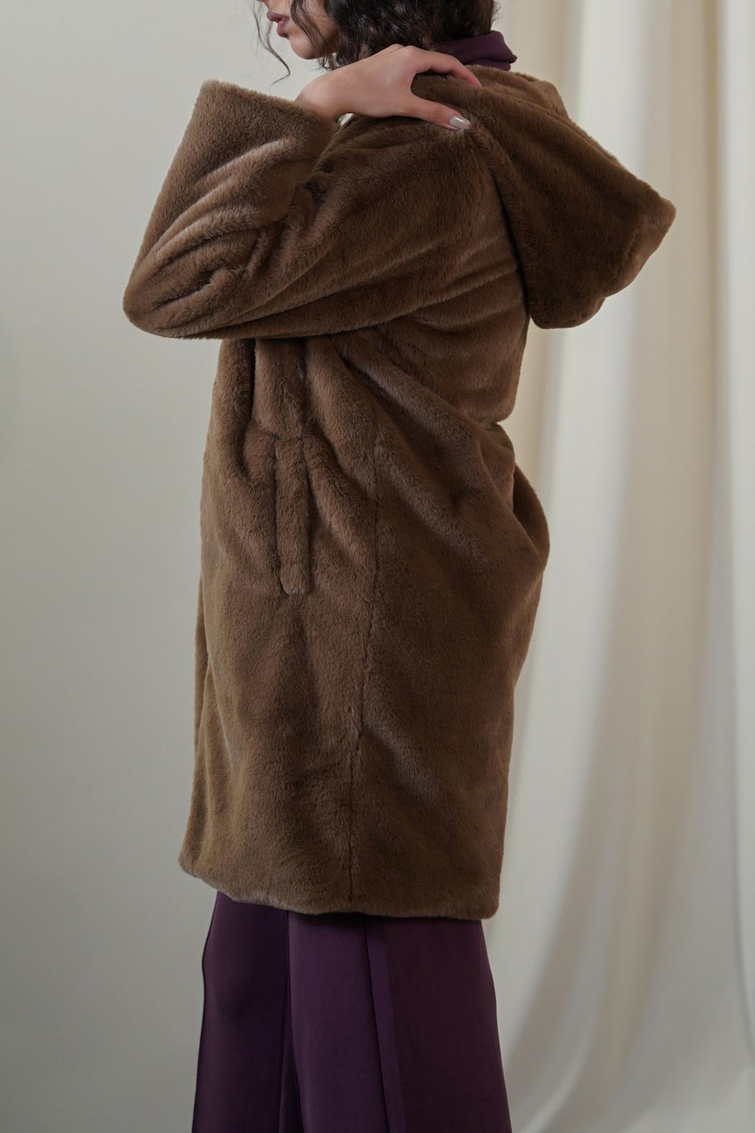 BROWN LONG FUR JACKET