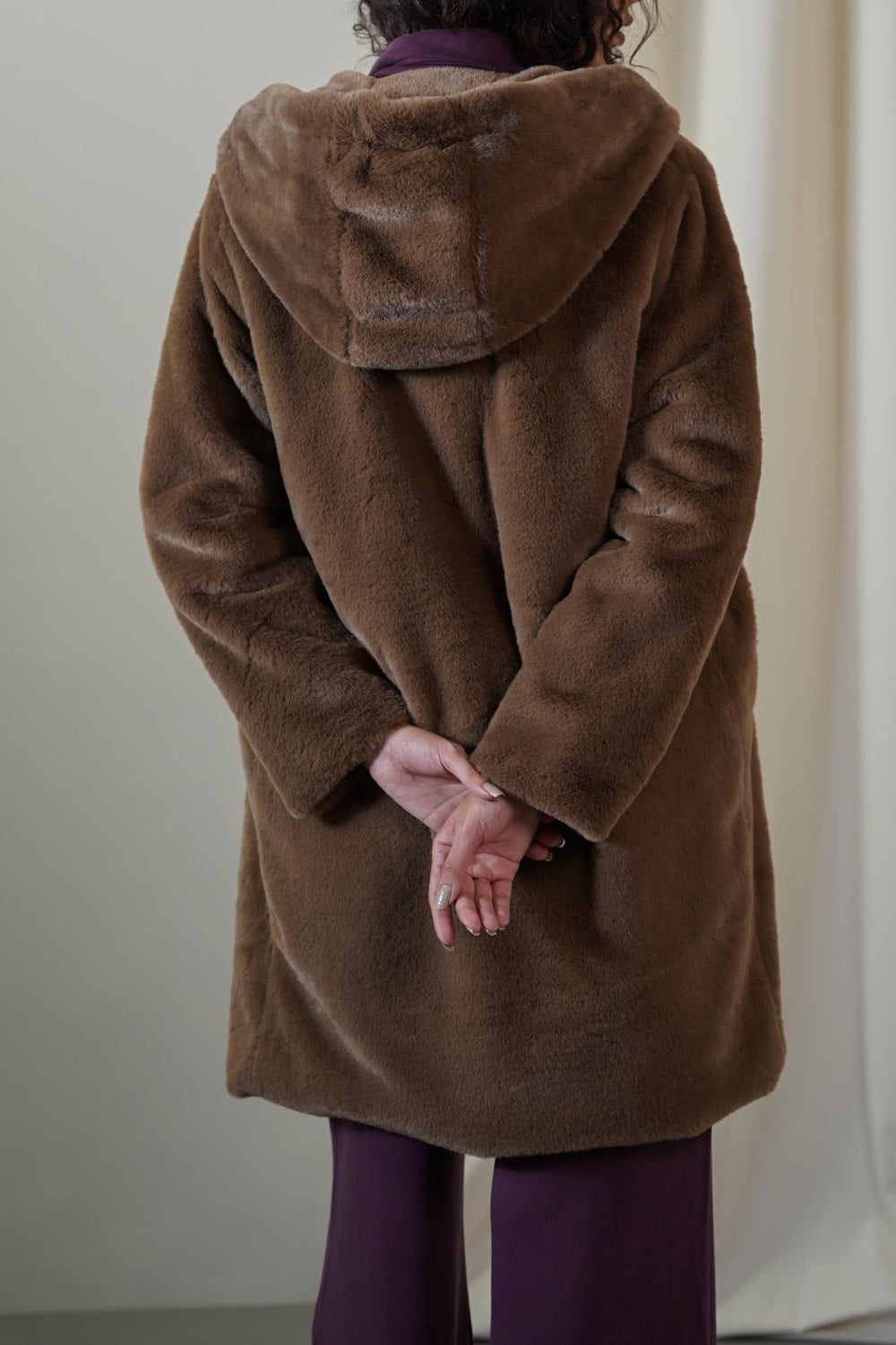 BROWN LONG FUR JACKET