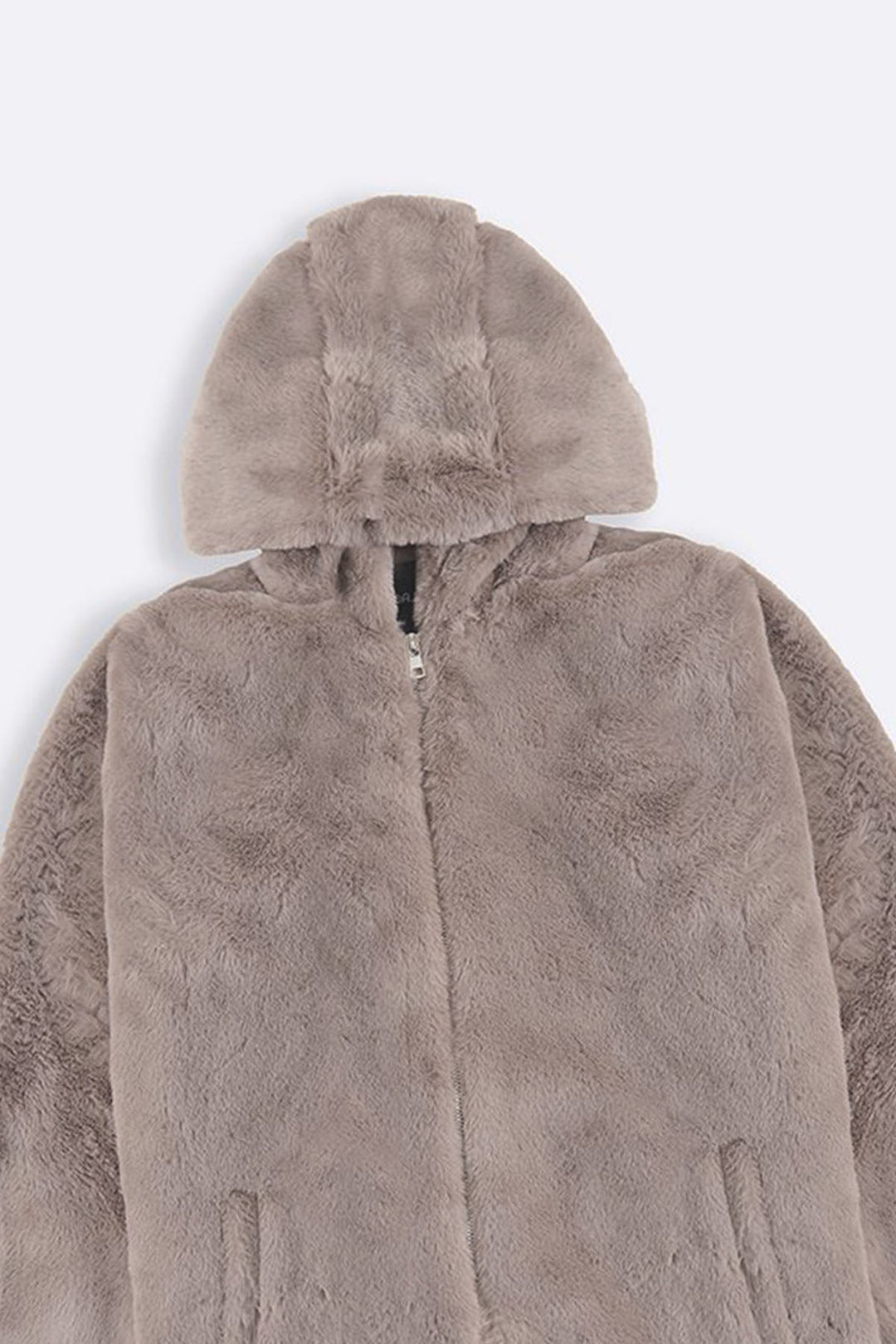 KHAKI LONG FUR JACKET