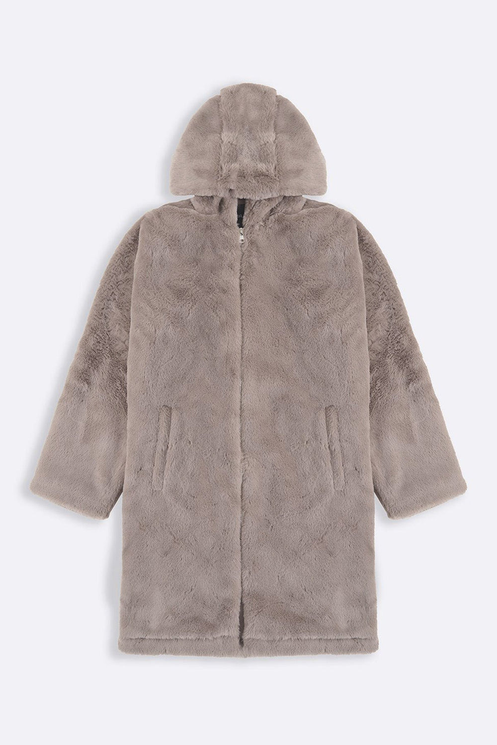 KHAKI LONG FUR JACKET