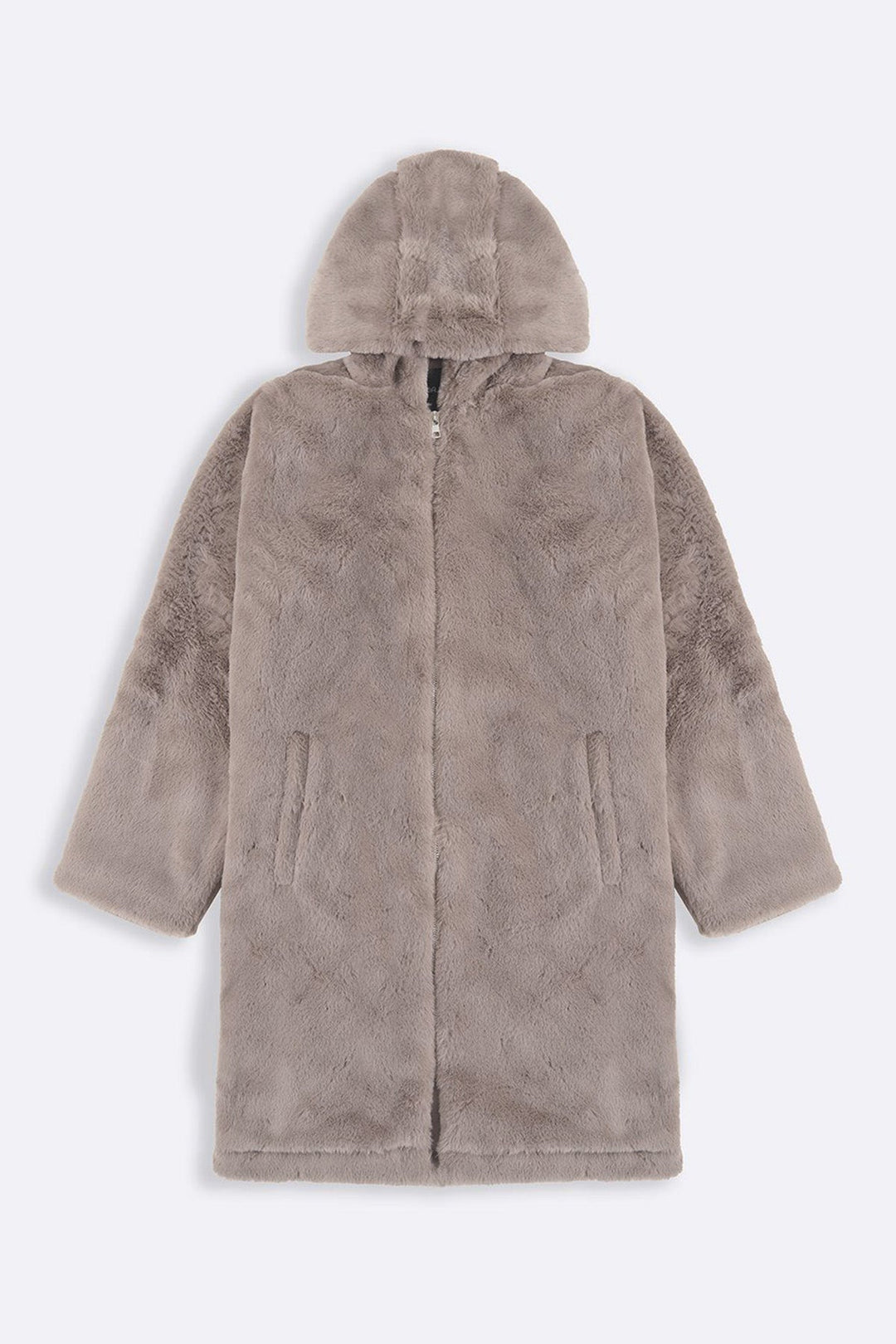 KHAKI LONG FUR JACKET